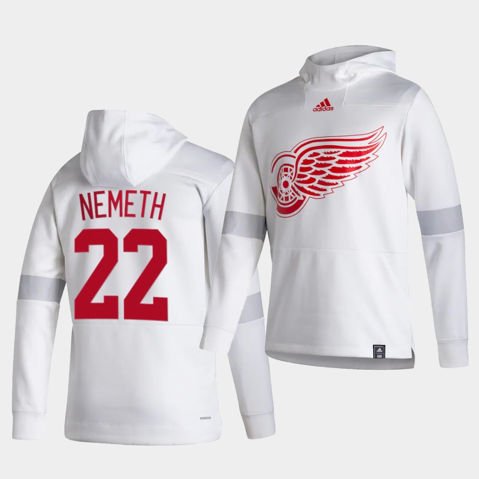 Men Detroit Red Wings #22 Nemeth White NHL 2021 Adidas Pullover Hoodie Jersey->customized nhl jersey->Custom Jersey